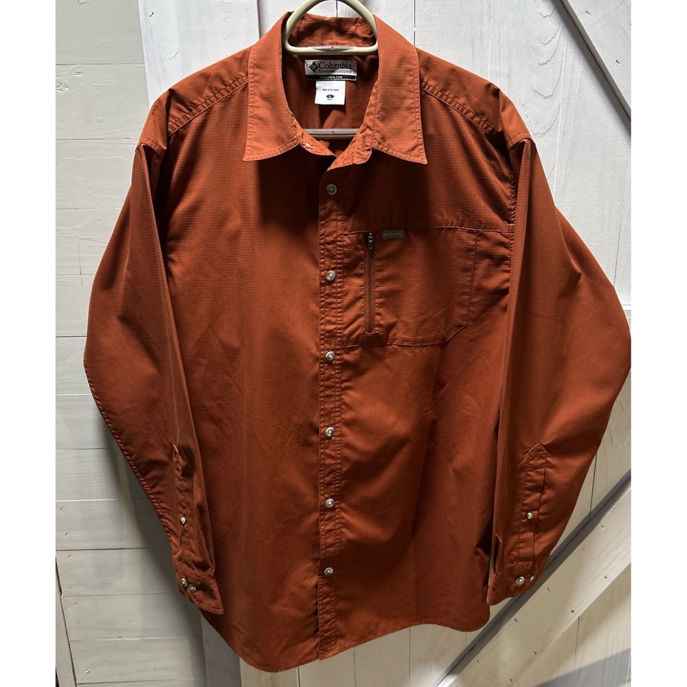 Columbia Men's Size L Long Sleeve Button-Up Shirt Rust